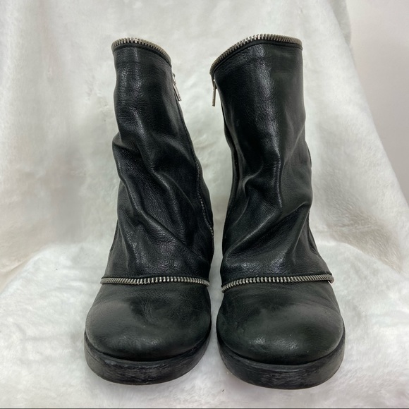 Massimo Mateo Leather black zipper detailed boots - Picture 2 of 8